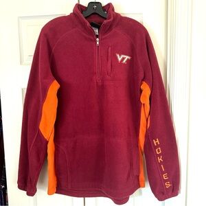 Virginia Tech Vintage Fleece Jacket Size M Genuine Stuff Hokies 1/4 Zip Pullover